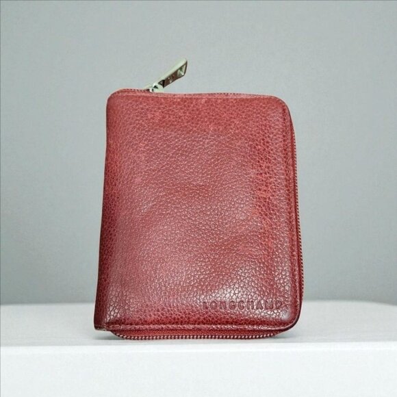 LONGCHAMP Leather Zip Wallet ID Card Holder Organizer Bifold Purse Compartment - Picture 14 of 15